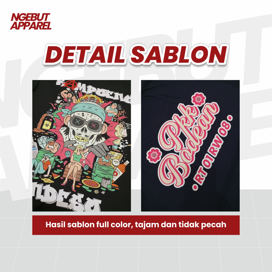 Kaos Sablon Custom - Cotton Combed 24S DTF Premium (Lengan Pendek) - samping