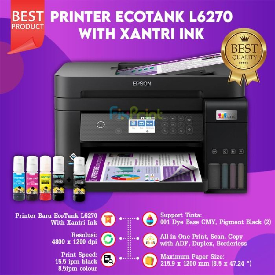 Printer Epsn EcoTank L6270 A4 Print-Scan-Copy Wi-Fi Duplex - depan