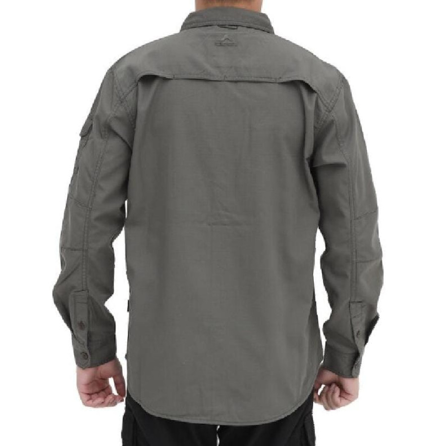 KEMEJA EIGER MEN'S ESCRAPMENT XTR LS F1, GRY DAN CELANA EIGER RIVULET ROLL UP PANT F1, DGR, - depan