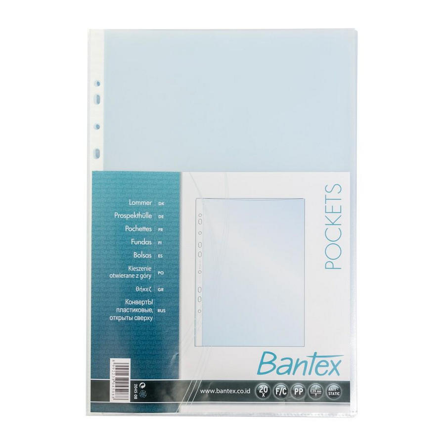 Plastik Dokumen Bantex Pocket File Ukuran A4 Bahan PP (Isi 20 lembar)