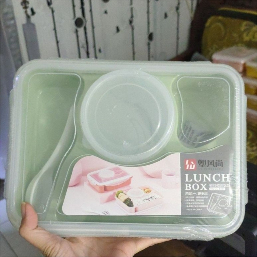 TEPAK / kotak bekal 4 sekat anti tumpah | lunch box 100ml