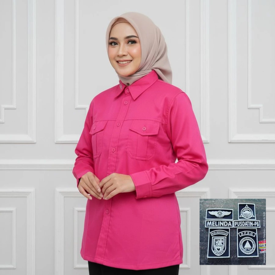 CUSTOM KEMEJA LAPANGAN PERUSAHAAN/INSTANSI/LEMBAGA/ORGANISASIBORDIR TIMBUL - samping