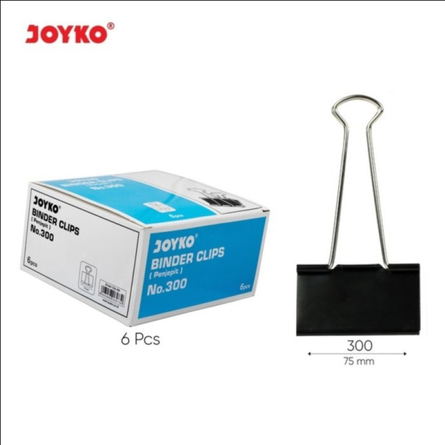 Penjepit Kertas / Binder Clips JOYKO No 300 - 1 Pack - depan