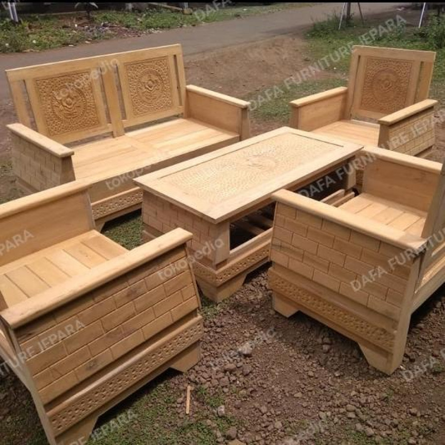 SOFA KURSI TAMU MINIMALIS KAYU JATI 2111 - utama