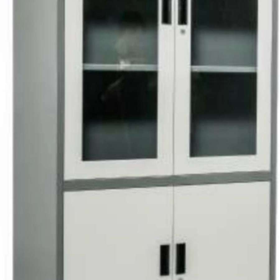 Lemari kaca rangka besi 2 pintu