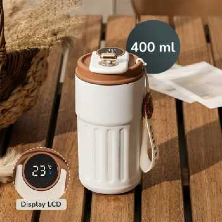 Muloo Botol Minum Tumbler Smart Display Stainless Steel 400ml - M45 - White - utama
