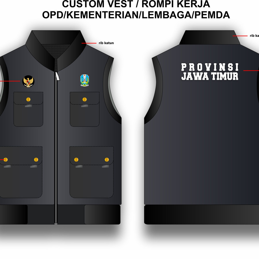 CUSTOM VEST / ROMPI KERJA / LAPANGAN OPD/KEMENTERIAN/LEMBAGA/PEMDA - utama