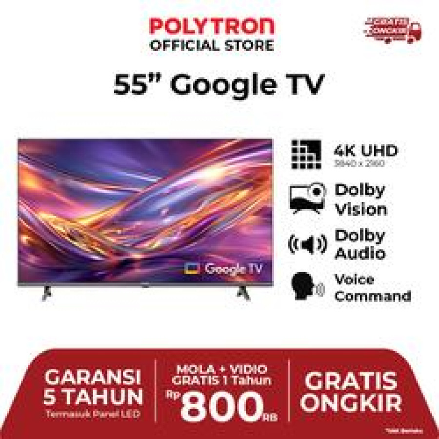 Polytron 55 Inch Smart Cinemax EQLED PLD55QG9059 - depan