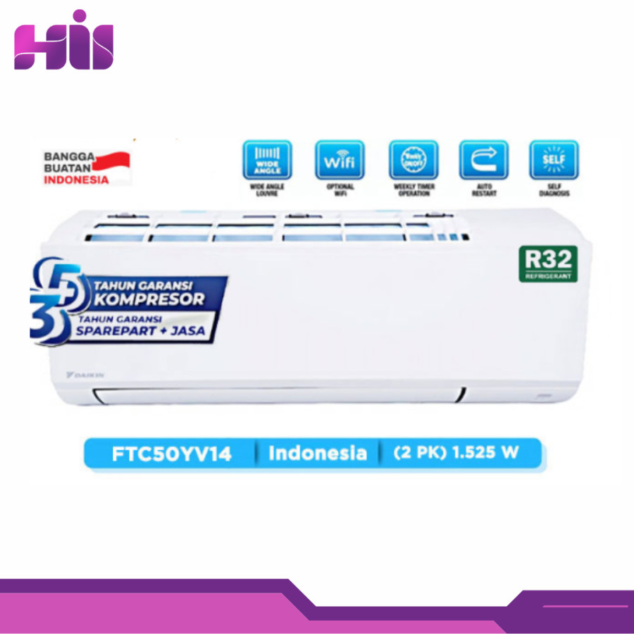 DAIKIN FTC50YV14 AC SPLIT 2 PK STANDARD + Instalasi 7 Meter