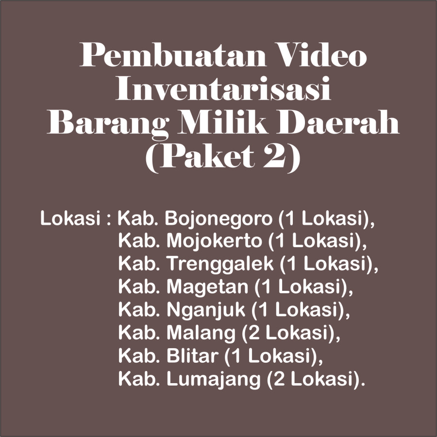 Pembuatan Video Inventarisasi Barang Milik Daerah (Paket 2)