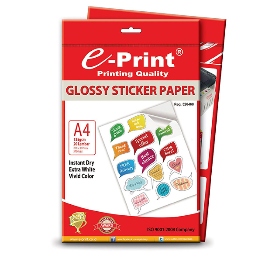 KERTAS STICKER GLOSSY E-PRINT A4