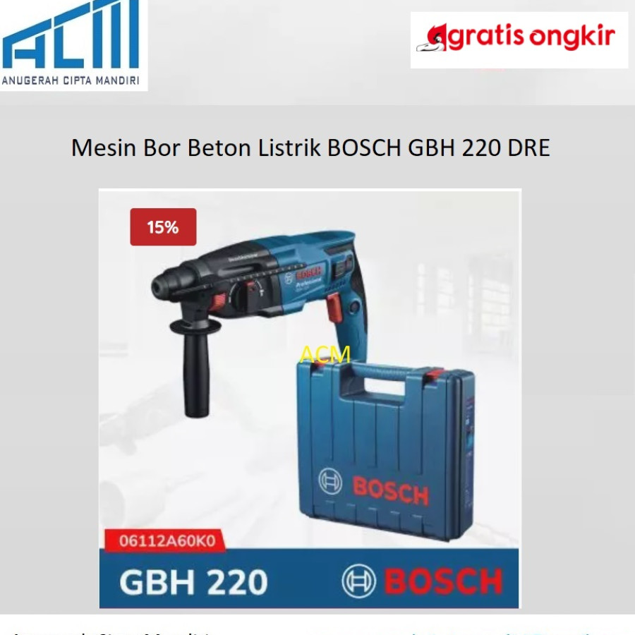 Mesin Bor Beton Listrik BOSCH GBH 220 DRE