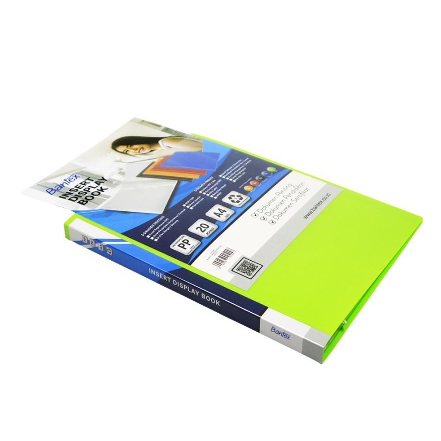 BANTEX Insert Clear Holder / Display Book PP A4 20 pockets - Lime - utama
