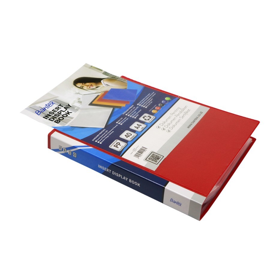 BANTEX Insert Clear Holder / Display Book PP A4 40 pockets - Red - utama