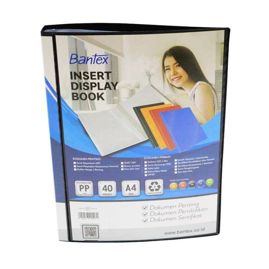 BANTEX Insert Clear Holder / Display Book PP A4 40 pockets - Black - utama