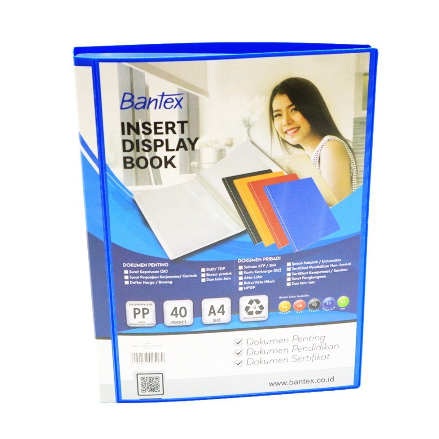 BANTEX Insert Clear Holder / Display Book PP A4 40 pockets - Cobalt Blue - utama