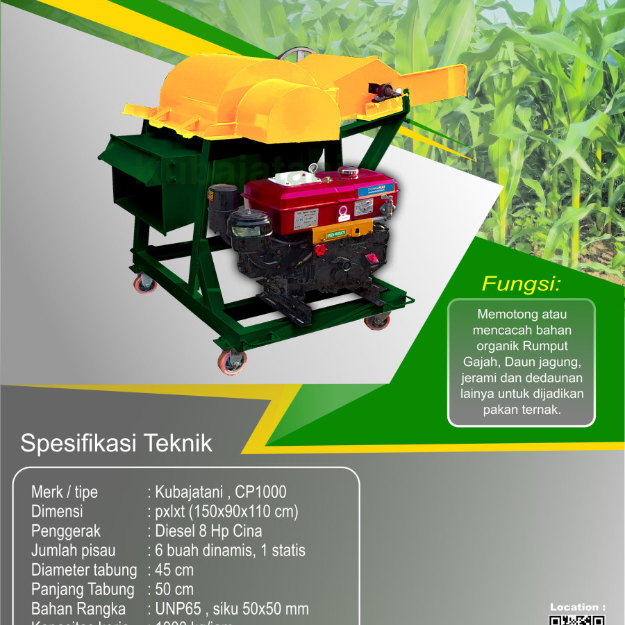 PENCACAH DEDAUNAN PAKAN TERNAK CHOPPER TIPE JUMBO CP1000