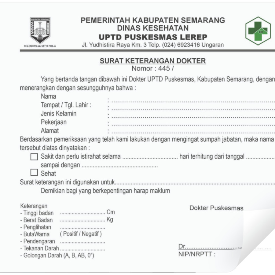 CETAK FORM SURAT KETERANGAN DOKTER