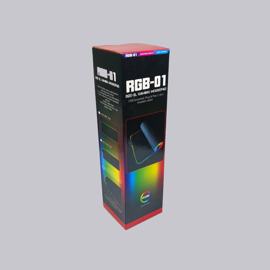 TaffGO Gaming Mouse Pad Glowing RGB LED High Precision 250x350x4mm - Black - detail