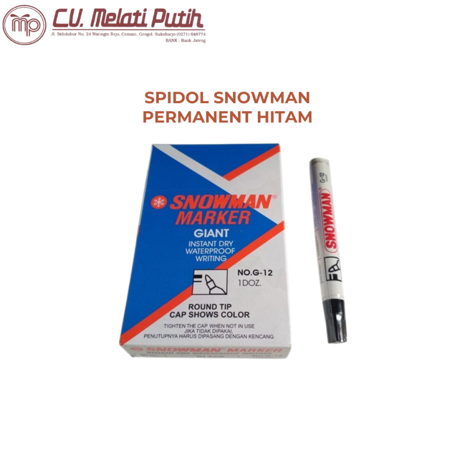 Spidol Snowman Hitam Permanen - utama