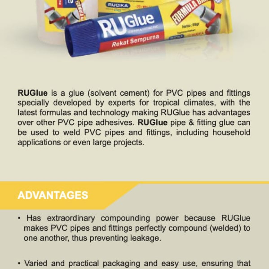 Lem Pipa PVC RUCIKA RuGlue - 400gr - samping