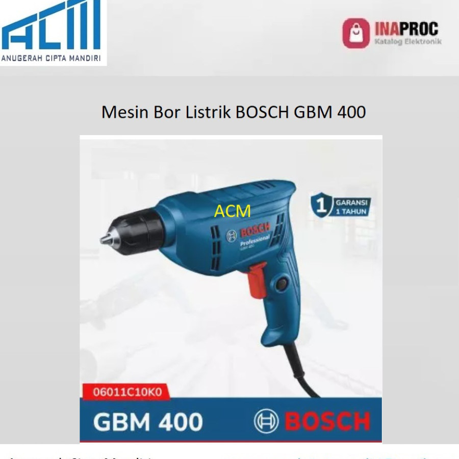 Mesin Bor Listrik BOSCH GBM 400