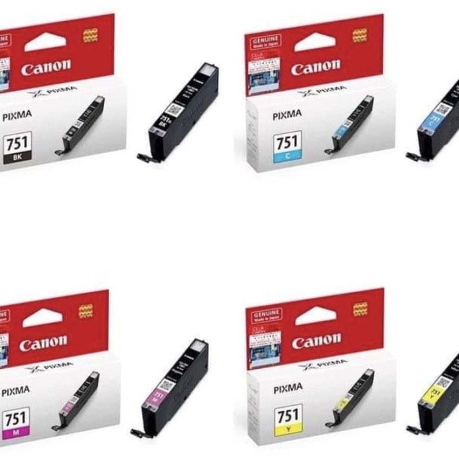 PAKET TINTA CANON CLI-751 BLACK DAN COLOUR ORIGINAL (1 SET)
