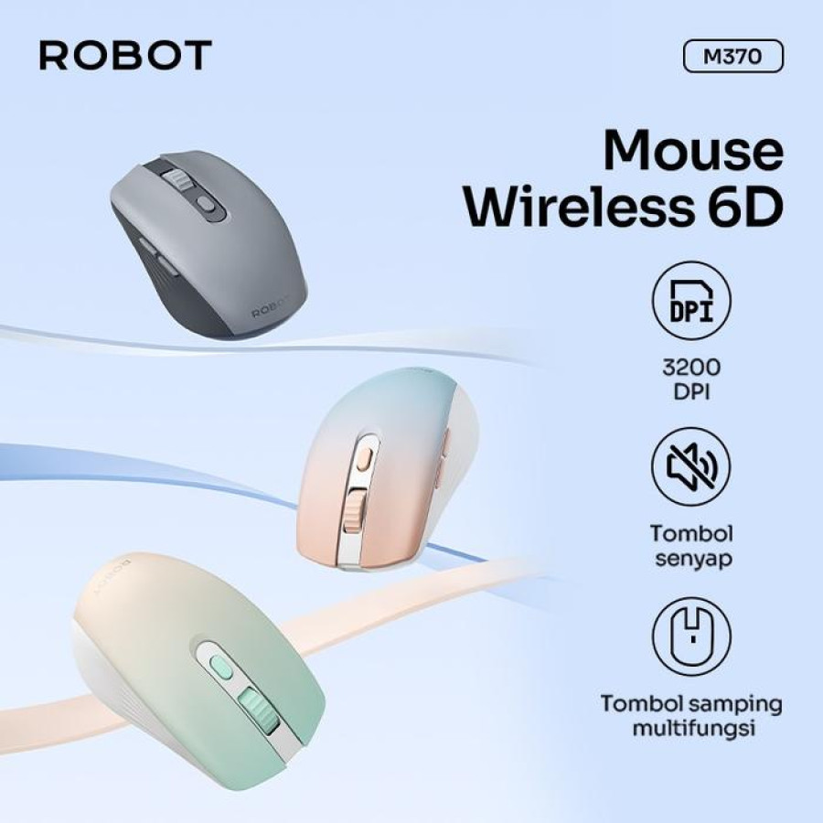 ROBOT M370 Mouse Wireless 2.4GHz Silent Klik Optical 3200DPI