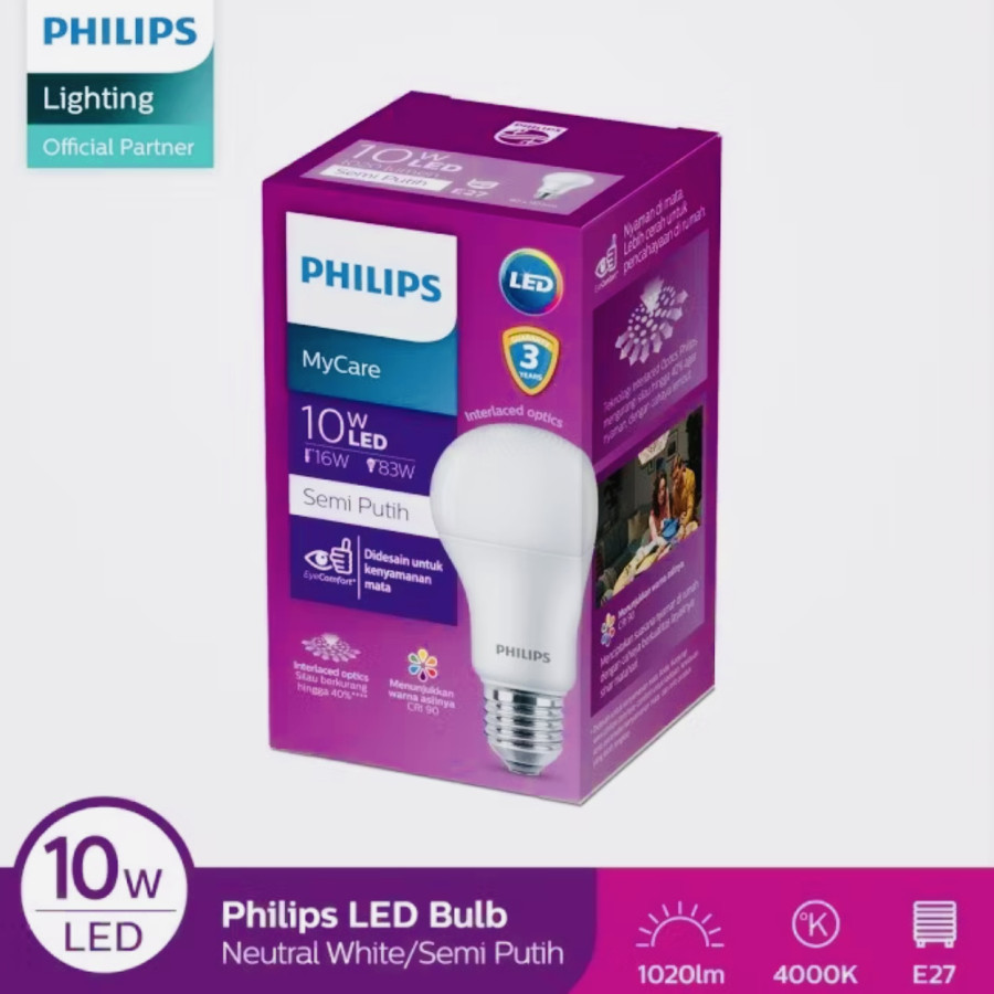 Philips Lampu LED Bulb 10Watt Putih