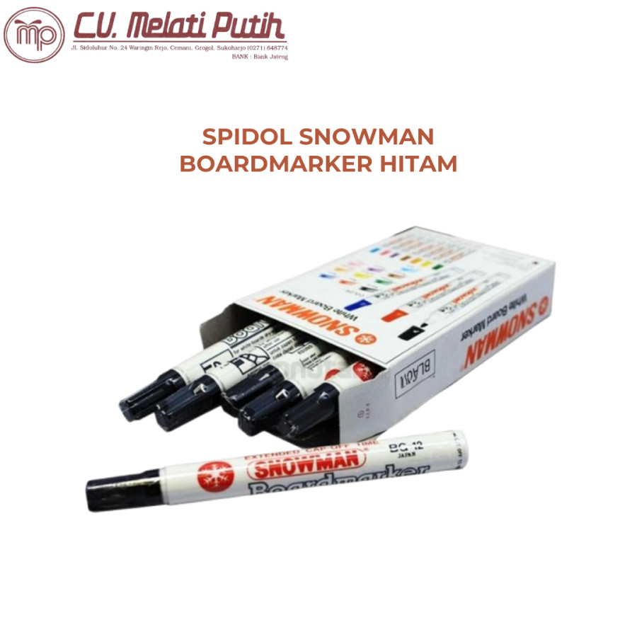 Spidol Snowman Hitam BG12 White Board - utama