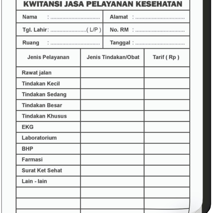 CETAK FORM KWITANSI PELAYANAN