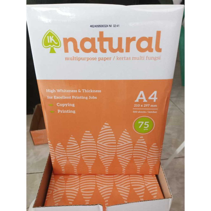 Kertas HVS A4 75gsm, merek Natural