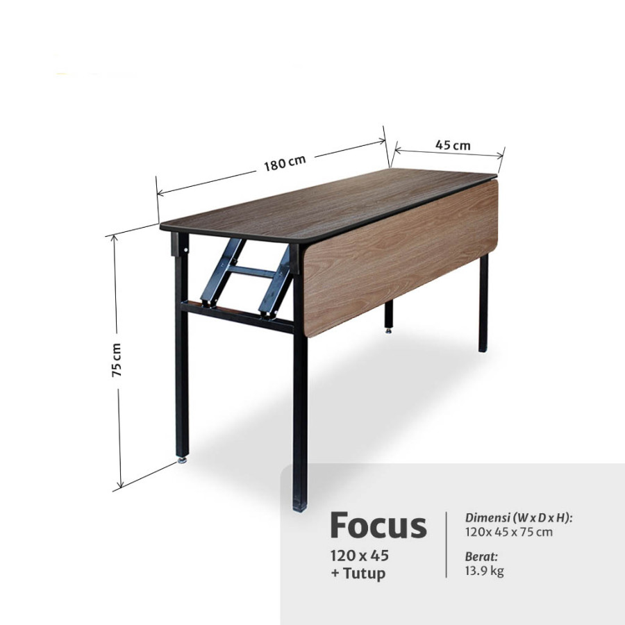 Meja Rapat Lipat Merk Focus 120 x 45 + Tutup - utama