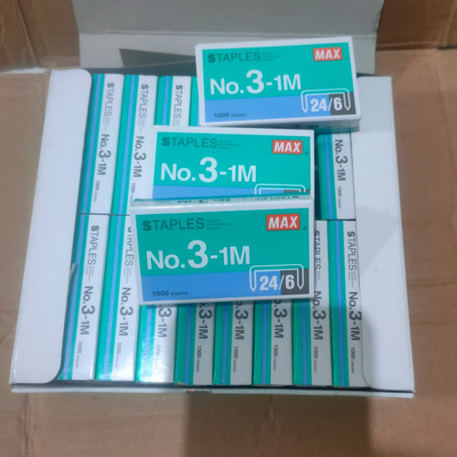 isi staples sedang no.3 isi 20 box max - depan