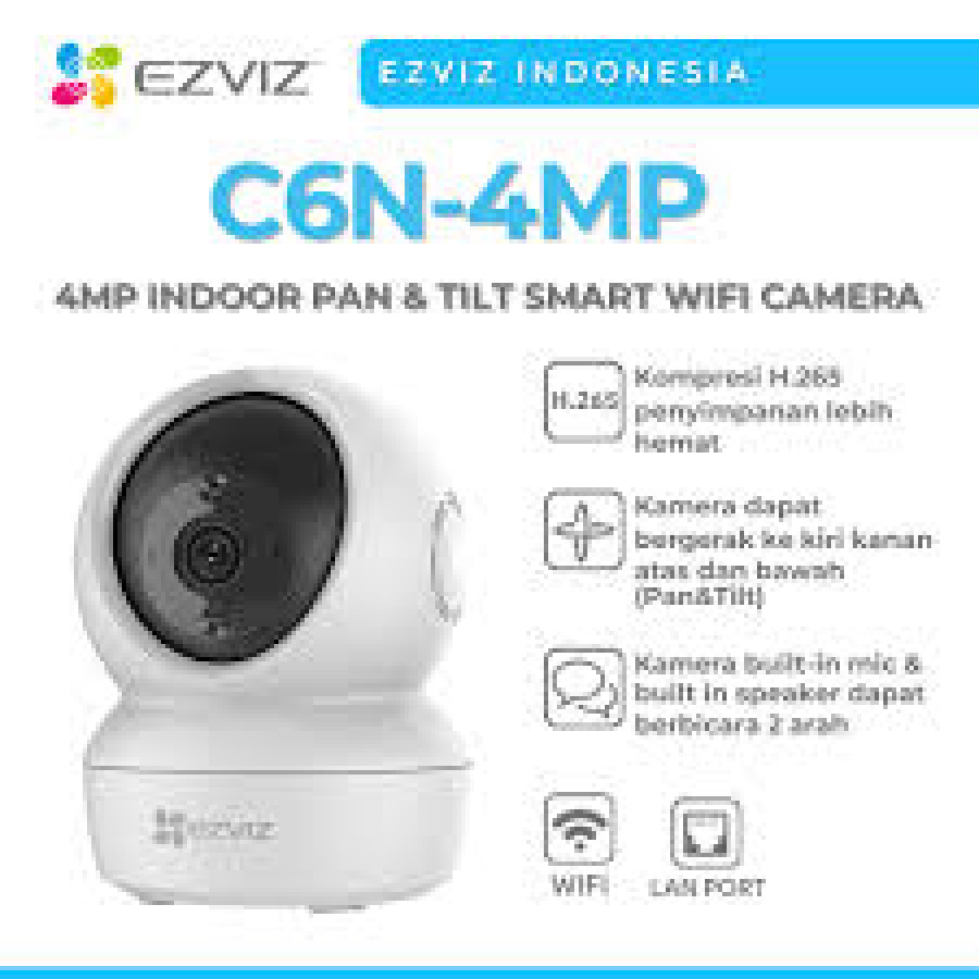 Paket Camera EzviZ C6N 4MP WIFI CAMERA by HIKVISION Dan Material Bantu - utama