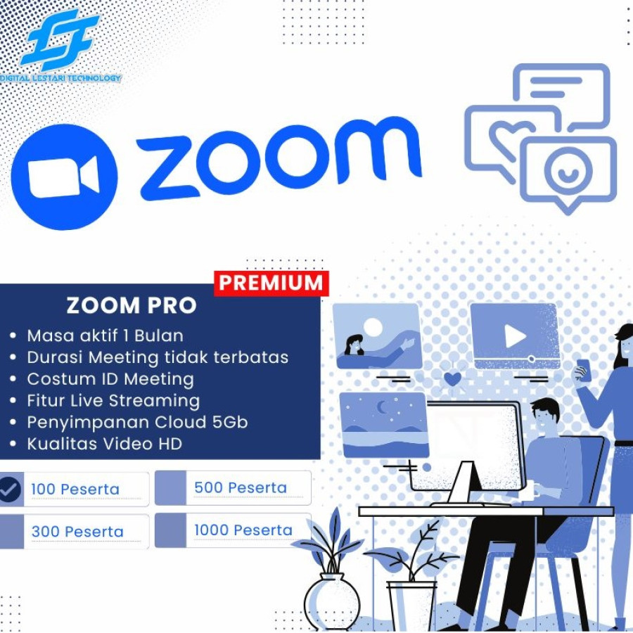 Zoom Meeting 100 Participant Licence Pro / Lisensi Zoom Premium 1 Bulan - depan
