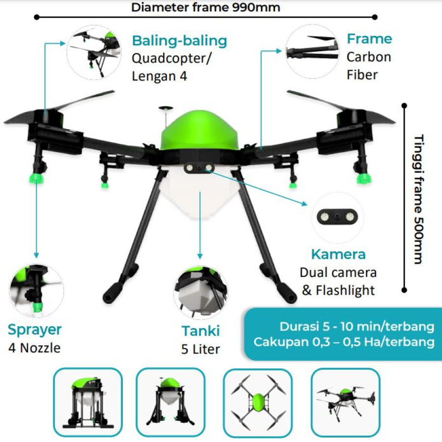 Drone Pertanian FERTO-5 S-Pro kapasitas 5liter - utama