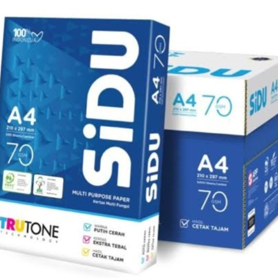 Kertas HVS Ukuran A4 70gr merk SIDU