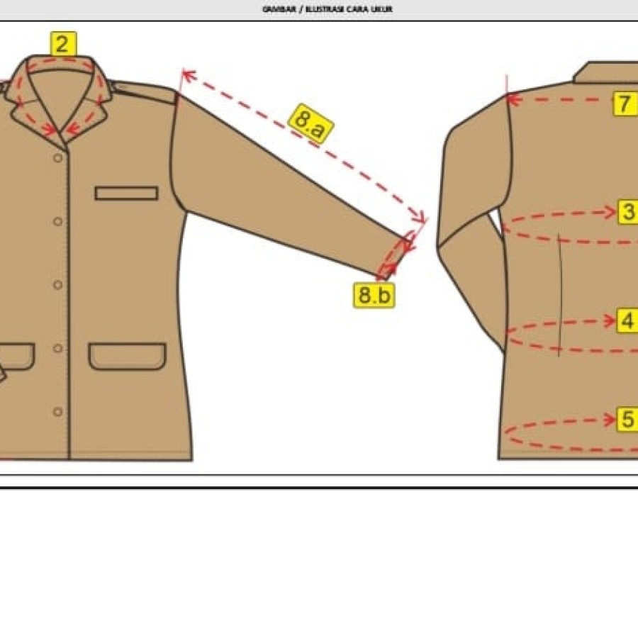 stelan pakaian dinas khaky - detail