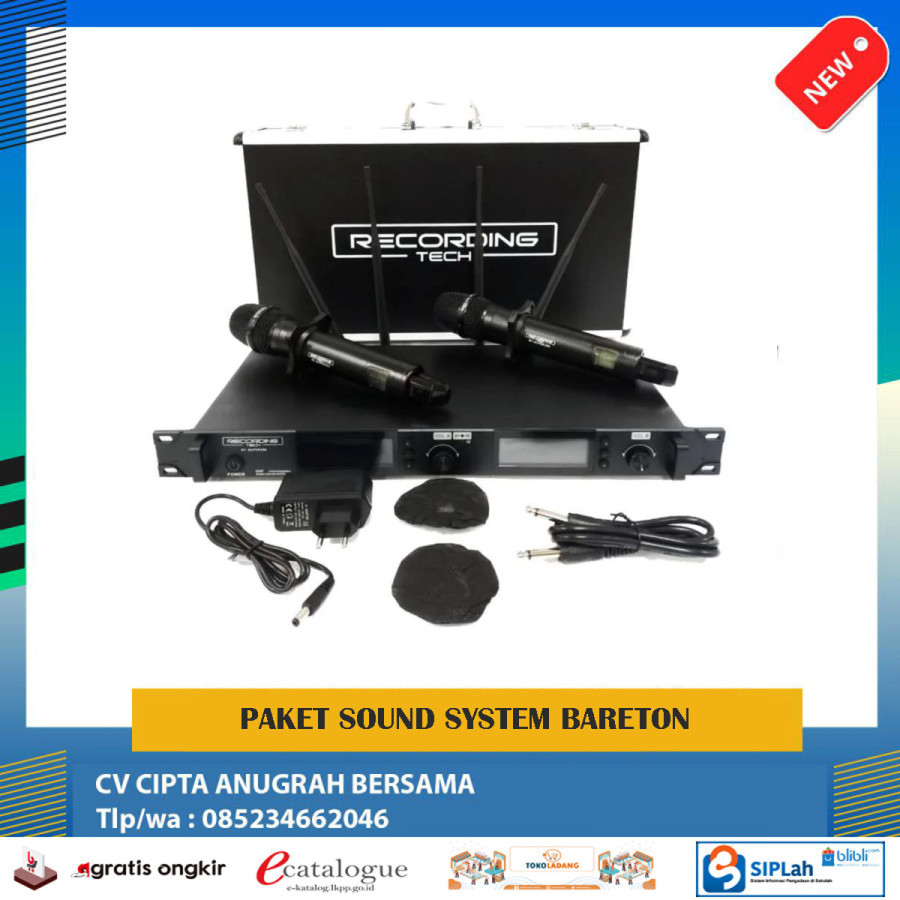Paket Sound System  Bareton max15H ,Stand ,mixer ,mic werelles - samping