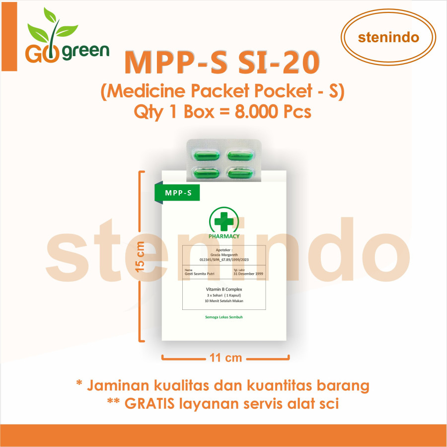 MPP-S (Medicine Packet Pocket Small) / Kantong Obat Berlogo - depan