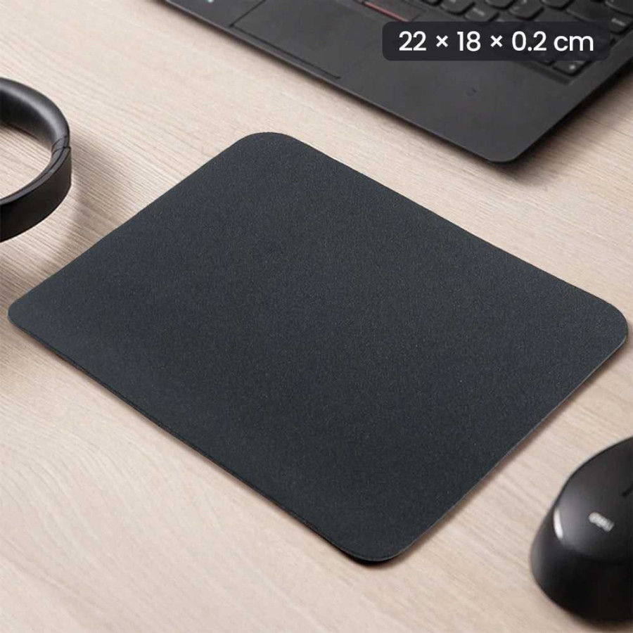 Mouse Pad Polos Lembut Anti Slip Kotak [ Hitam ] - depan