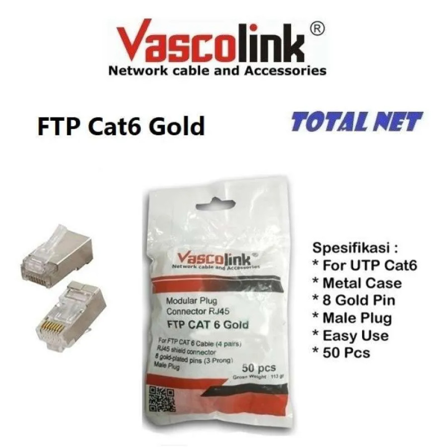 Vascolink Connector RJ45 Cat 6 - depan