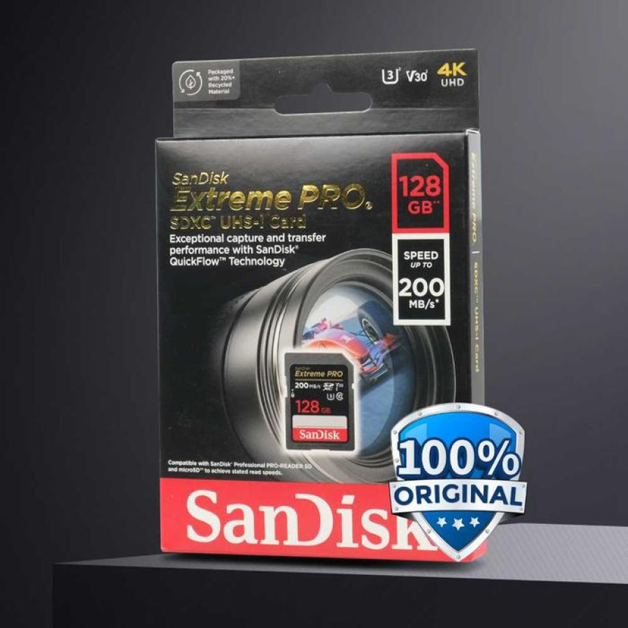 SD Card Sandisk SDXC Extreme Pro 128GB up to 200Mbps - detail