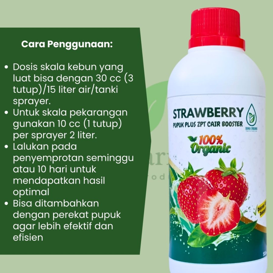 Pupuk Strawberry Agar Berbuah Lebat Manis Booster Buah Organik 500 ML - samping