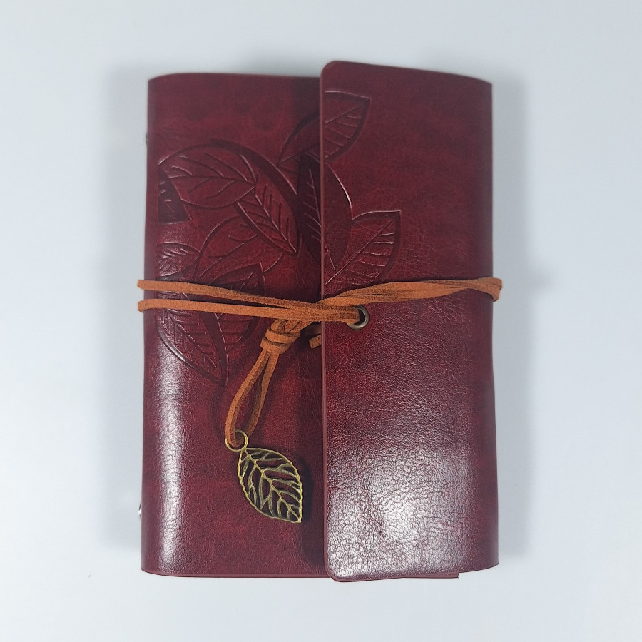 Toddi PHANTACI Buku Catatan Binder Kulit Retro Leaf Kertas B7 - BSD666 - Brown - utama