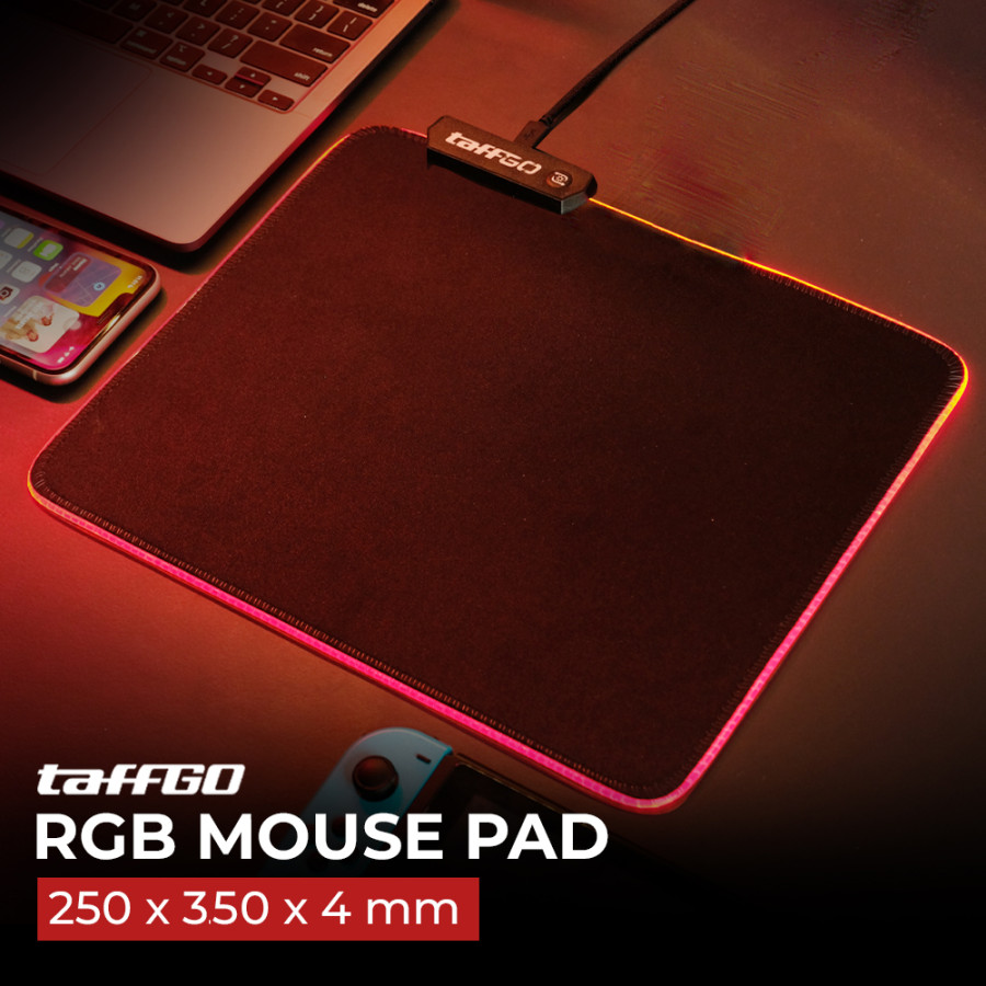 TaffGO Gaming Mouse Pad Glowing RGB LED High Precision 250x350x4mm - Black - utama