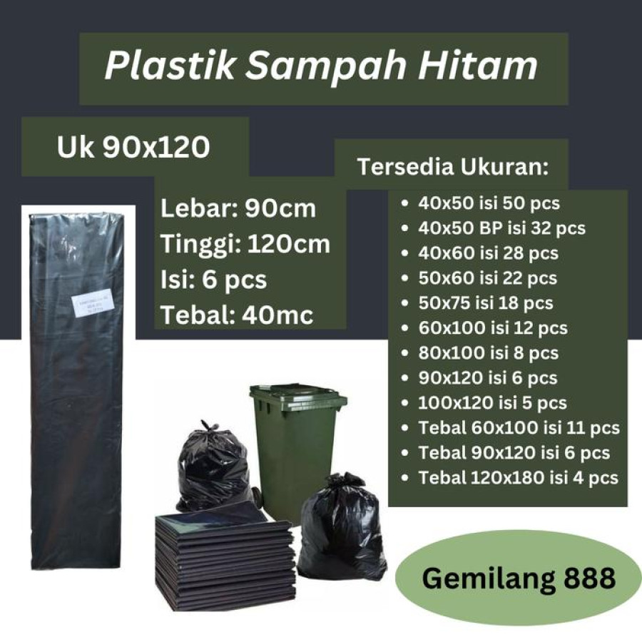 Kantong Plastik Sampah Ekonomis Plastik Tebal Uk. 90x120 - depan