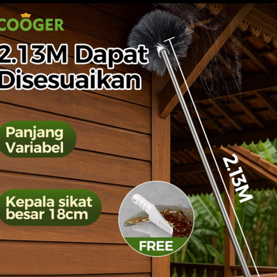 Sapu plafon kemoceng langit-langit merk COOGER Set 2 Meter - samping