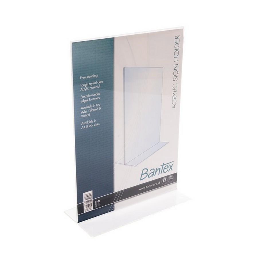 BANTEX A4 Acrylic Stand Up Display Sign Holder - utama